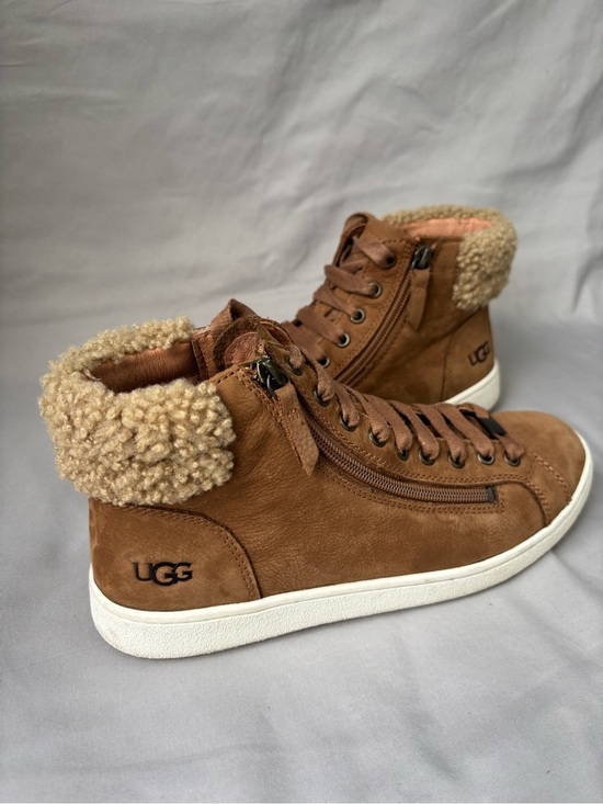 UGG Shoes - UGG Chestnut Brown Shearling-Trim High-Top Sneakers Size 9.5